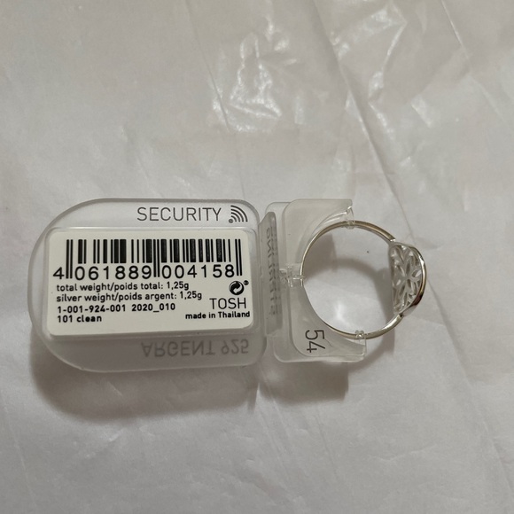 TOSH 925 Silver Plated Ring with Floral Cut-out Size 54 - Picture 14 of 16